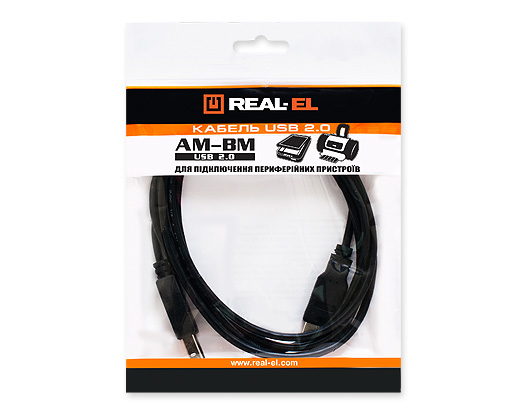 Кабель REAL-EL USB 2.0 Am-Bm