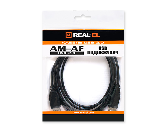 Кабель REAL-EL USB 2.0 Am-Af