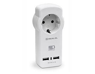 Зарядное USB-устройство с розеткой REAL-EL CS-30